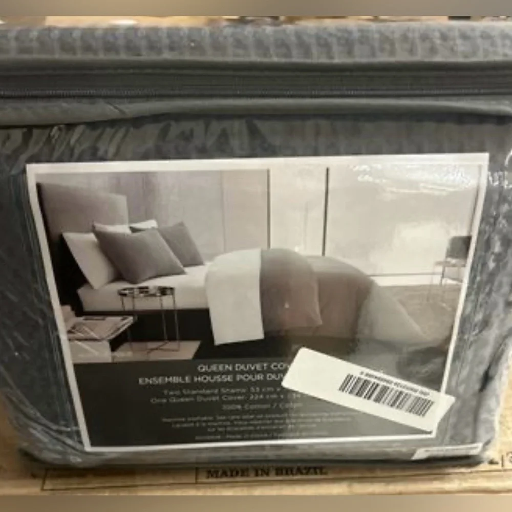 Vera Wang Waffle Pique Cotton Duvet Cover Set Midnight Blue - Queen